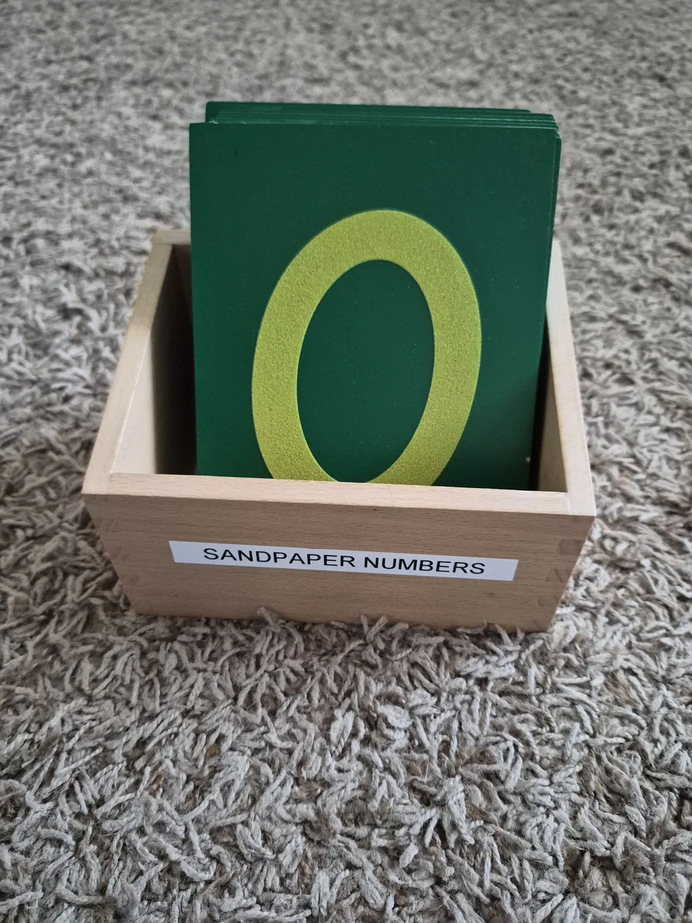 Montessori Number Cards Set - Green with Yellow Numerals (0-9)